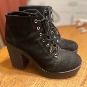 Black Faux Suede Booties